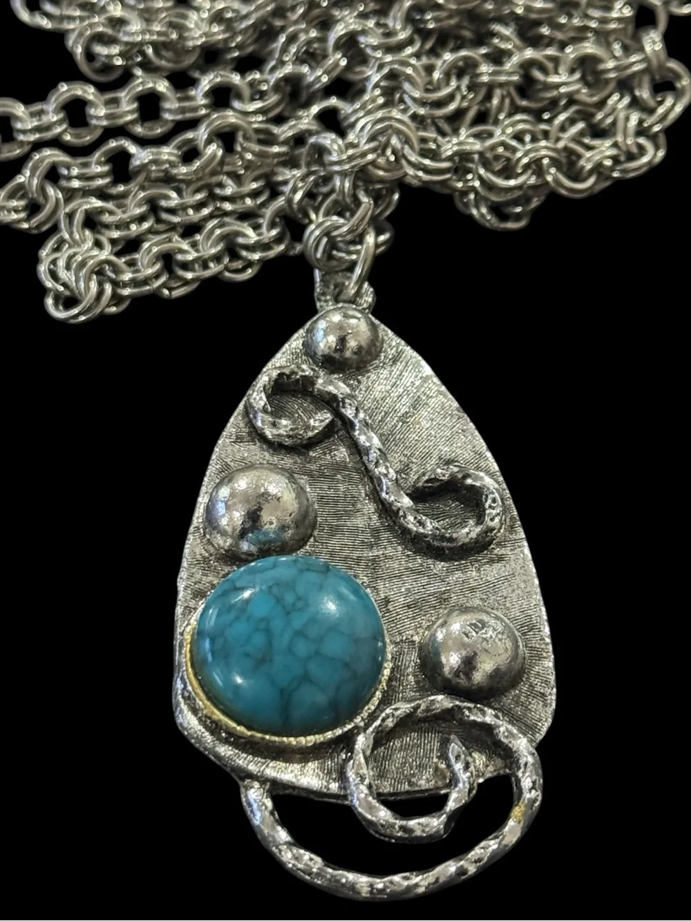 Vintage 55” Trifari Silver Chain Necklace with Pendant